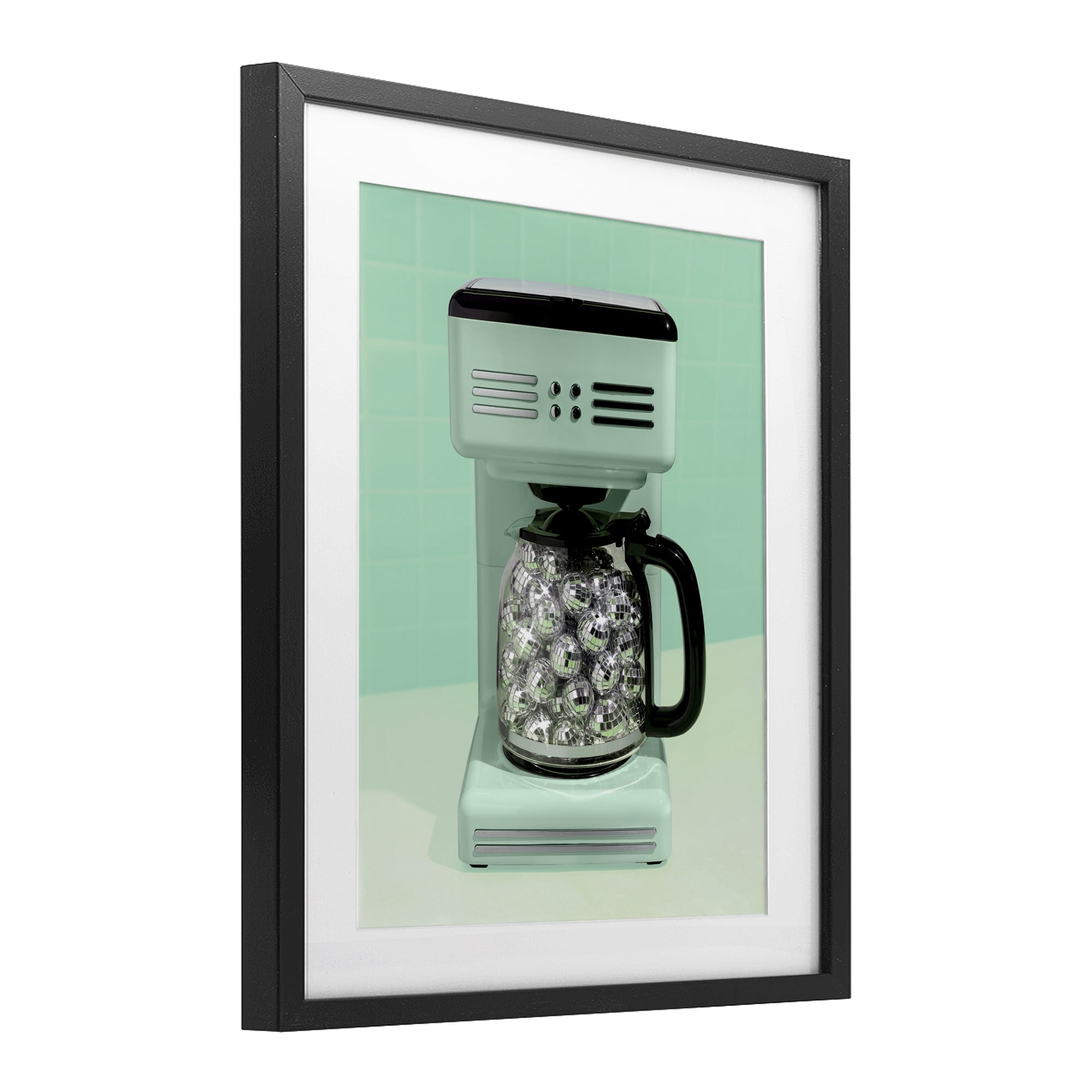 Stupell Industries Disco Coffee Maker over Green Black Framed Print Under Glass, design by LISH Creative