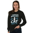 thumbnail image 3 of Crazy Cat Ladies Funny Gym Workout Women Plus Size Long Sleeve Graphic Tee Brisco Brands 2X, 3 of 5
