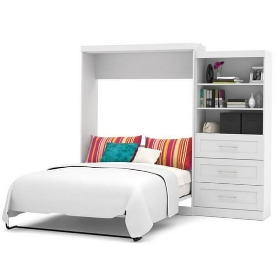Pemberly Row Queen Wall Bed with Storage in White