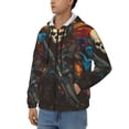thumbnail image 3 of Wukai Vibrant Skull Soldier Print Men's Zip-Up Hoodie,Fleece Full-Zip Hoodie for Men, Hooded Sweatshirt-XX-Large, 3 of 5