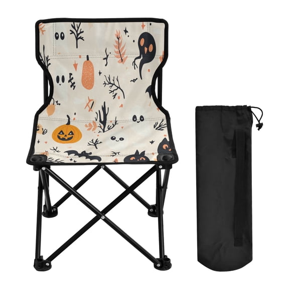 600D Oxford Camping Chair Portable Foldable Chair Supports 220 lbs for Picnic, Fishing, Backpacking Several Cute Halloween Elements