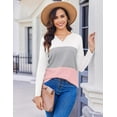 thumbnail image 6 of Zeagoo Long Sleeve Tops for Women Waffle Knit Shirts Casual V Neck Tunics Color Block T Shirts Fall Tunic, 6 of 9