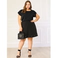 thumbnail image 3 of GRACE & GRANDEUR Women's Plus Size Boat Neck Flutter Sleeve Chiffon Tops, 3 of 6
