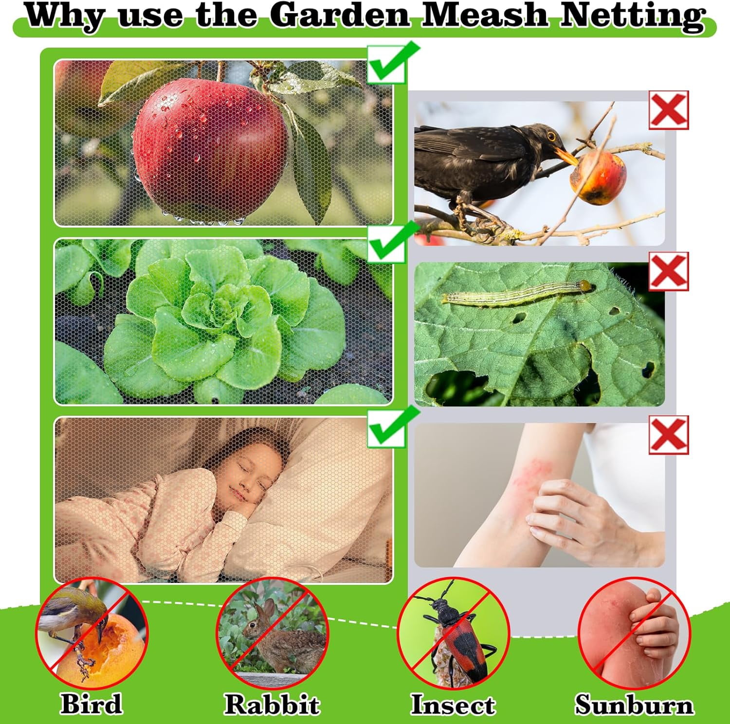39 x 10 Ft Mosquito Netting for Garden Patio, Breathable Mesh Net for Bird and Insect Protection, Plant Cover for Vegetables, Fruits and Flowers, 3x12m Gray