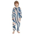 thumbnail image 2 of Vzayyk 4T-14Y Size Aviliable Cozy One-Piece Footless Sleeper Pajama Blue and Beige Wavy, 2 of 8