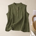 thumbnail image 2 of Women's Retro Artistic Cotton Linen Casual Loose Versatile Elegant Vest Army Green L, 2 of 5
