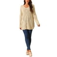 thumbnail image 2 of INSPIRE CHIC Women's V Neck Long Sleeve Hollow Cable Knit Loose Casual Pullover Sweaters, 2 of 4