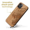 thumbnail image 3 of Case Yard Wooden Case Outside Soft TPU Silicone, Slim Fit Shockproof Wood Protective Phone Cover for Girls Boys Men and Women, Supports Wireless Charging Roaring Tiger Design case for iPhone-12/12-Pro, 3 of 7