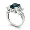 thumbnail image 2 of 4.27 ctw 3 Stone Anniversary Ring for Women | Emerald Cut Natural London Blue Topaz | Hyperallergenic Solid 18K White Gold, 2 of 5
