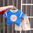 thumbnail image 2 of Boys' Sports Set New Summer Letter Shorts Short Sleeve Two Piece Set for Children's Casual Summer Fashion Children's Wear, 2 of 5