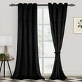thumbnail image 3 of XWZO Velvet Blackout Curtains for Bedroom - Super Soft Light Blocking Privacy Protection Grommet Window Curtain Panels for Parlor/Gallery/Dining with Tiebacks, Black, W52 x L120, Set of 2, 3 of 11