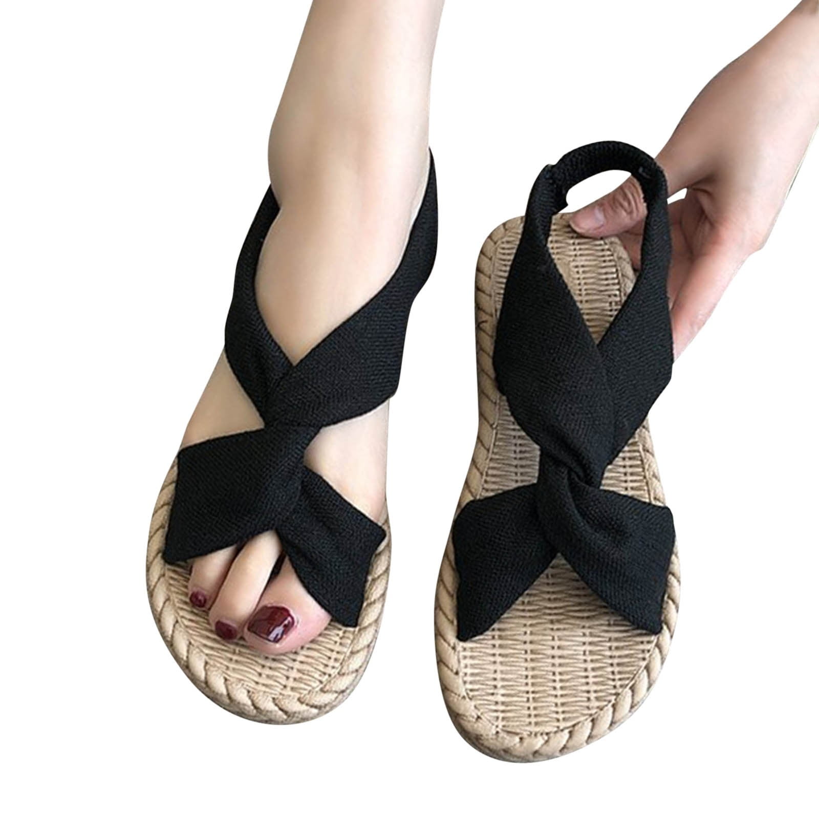 Dressy flat black sandals for wedding new arrivals