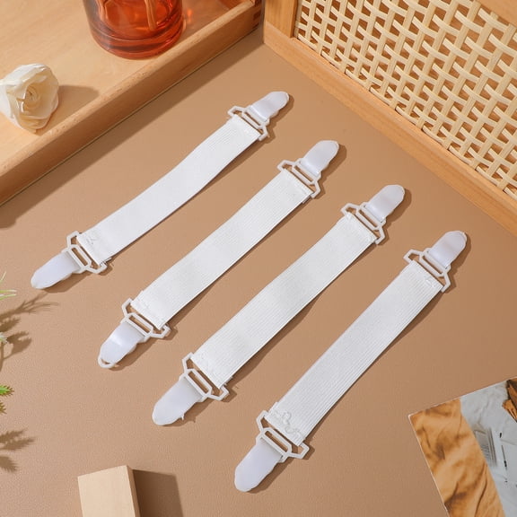 Topbathy Bed Sheet Straps with Elastic Nylon and Plastic Clips for Easy Installation and Mattress Holder Support