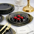 thumbnail image 5 of 350 PCS Black and Gold Plastic Plates, Plastic Dinnerware Set for 50 Guests, 100 Disposable Plates, 150 Silverwares, 50 Cups, 50 Napkins for Party, Wedding, Graduation, 5 of 14