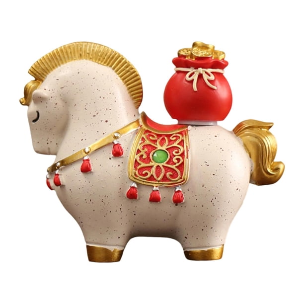 Figura de caballo, adorno de escritorio, decoración del hogar, resina, caballo creativo estilo bolsa de la suerte