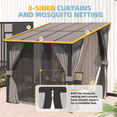 thumbnail image 4 of AECOJOY 8' x 8' Lean to Gazebo with Netting and Curtain Outdoor Hardtop Gazebo Aluminum Metal Pergola ​For Garden, Patio, Backyard-​Dark ​Gray, 4 of 7
