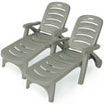 thumbnail image 1 of Patiojoy 2 PCS Patio Chaise Lounge Chair 5-Position Folding Recliner for Beach Poolside Backyard Gray, 1 of 10