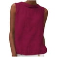 thumbnail image 3 of Eryao Weekly Sale Solid Color Tank Tops for Women Cotton Linen Sleveeless Shirts Summer Round Neck Vacation Vest Tees,Hot Pink,XXL, 3 of 8