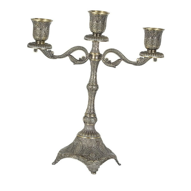 Portavelas cónico, candelabro, decoración rústica, soporte para velas, candelabro para con 3 brazos 10x10x30cm