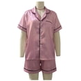 thumbnail image 6 of Ichuanyi Womens Silk Satin Pajamas Set Two-Piece Sleepwear Loungewear Button-Down Sets, 6 of 7