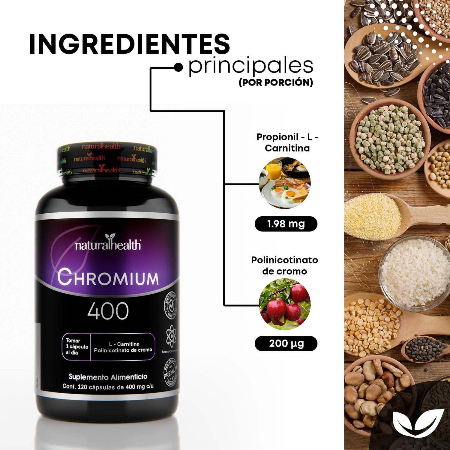 Cromo 400 Con L - Carnitina 120 Caps Natural Health | Walmart en lnea Cromo 400 Con L - Carnitina 120 Caps Natural Health | Walmart en lnea