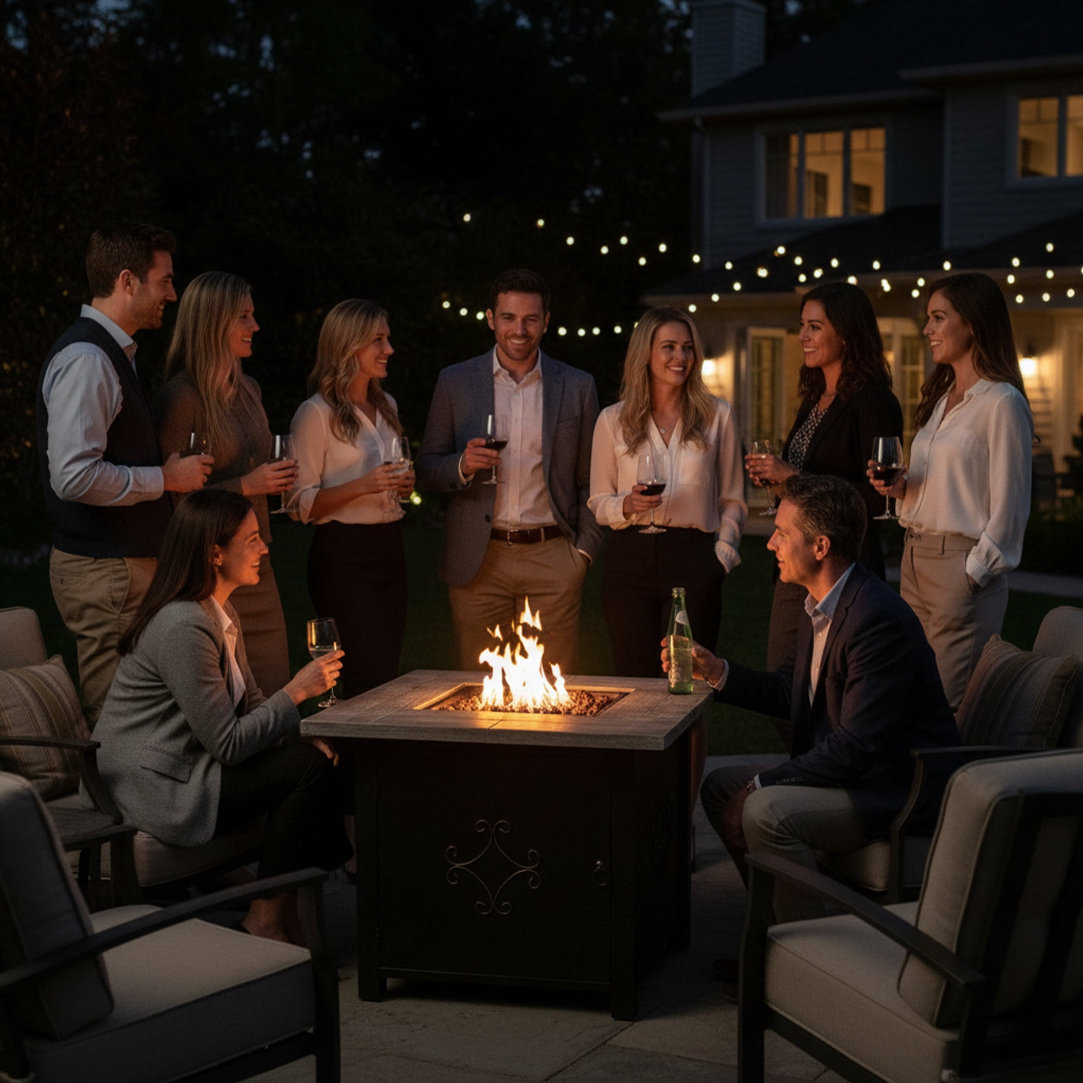 Sunnydaze 30" x 30" Square 40,000 BTU Propane Cast Stone Gas Fire Pit Table with Lava Rocks