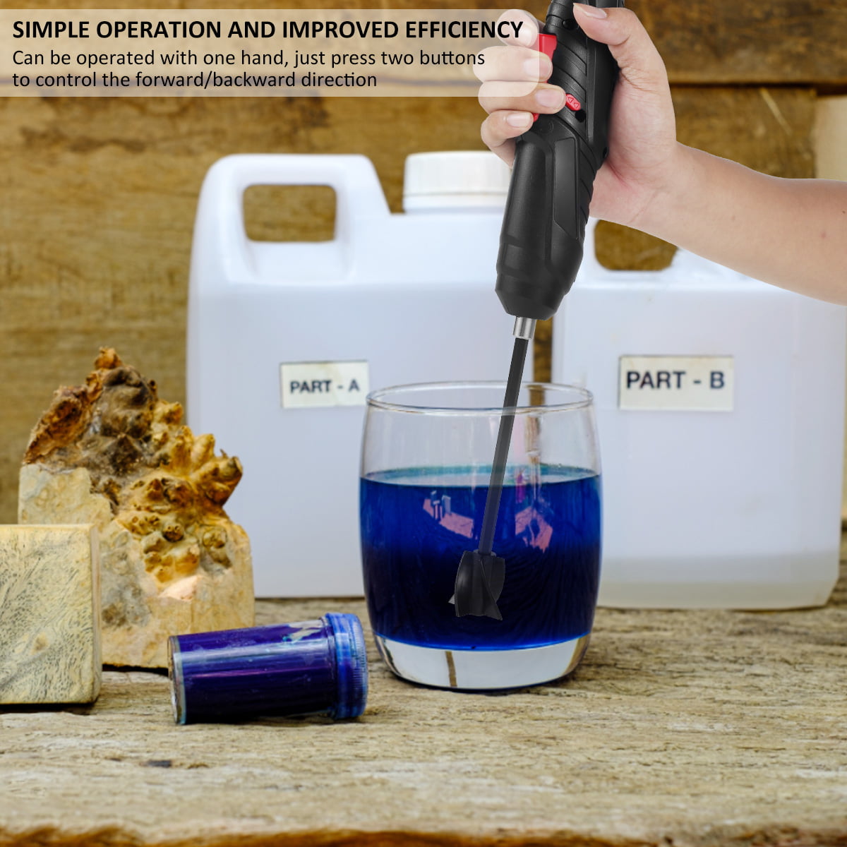 Electric Epoxy Resin Mixer Handheld USB Charging Resin Stirrer with 2  Reusable Stirring Paddles for 1/4in Drills Minimizing Bubbles Portable  Epoxy