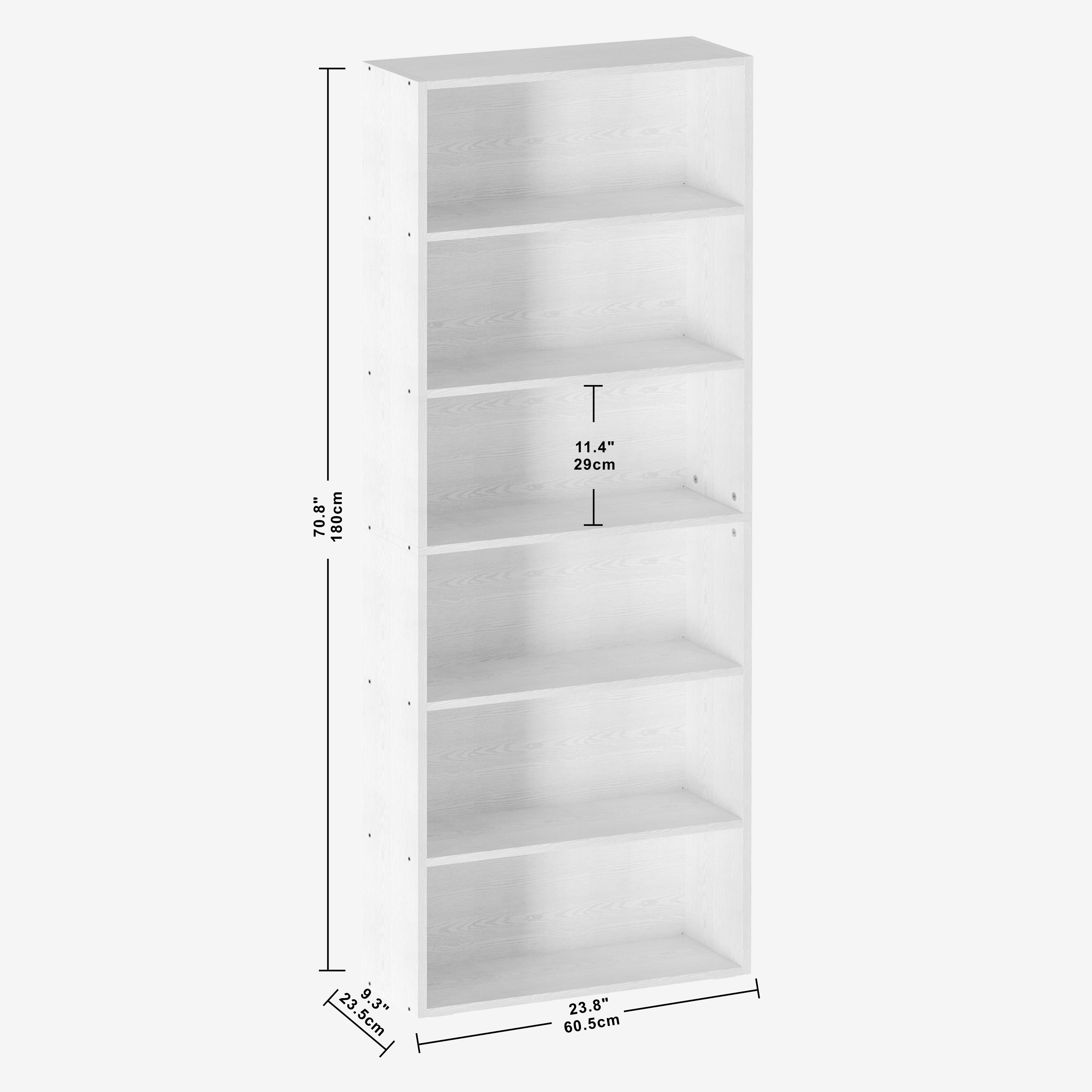 IRONCK Bookshelves Floor Standing 6 Tier 70in Tall for Home Office, White