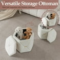 thumbnail image 3 of Modern Storage Ottoman Set of 2, Upholstered Velvet Stool with Removable Lid, Foot Rest Stool for Living, Bedroom, Dressing Room, Ivory, 3 of 7