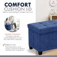 thumbnail image 6 of Ornavo Home Storage Ottoman Small Rectangle Ottoman with Legs, Foot Rest Stool Seat, Load up to 600 LB, for Living Room, Bedroom, Home Office, Dorm - 12 x 16 x 12, Navy Blue, 6 of 6