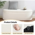 thumbnail image 6 of 45.5-inch Modern Teddy Sherpa Storage Ottoman Bench, Upholstered Fabric Bench for Bedroom End of Bed, Oval White Boucle Storage Ottoman for Living Room, Entryway, Small Apartment, 6 of 8