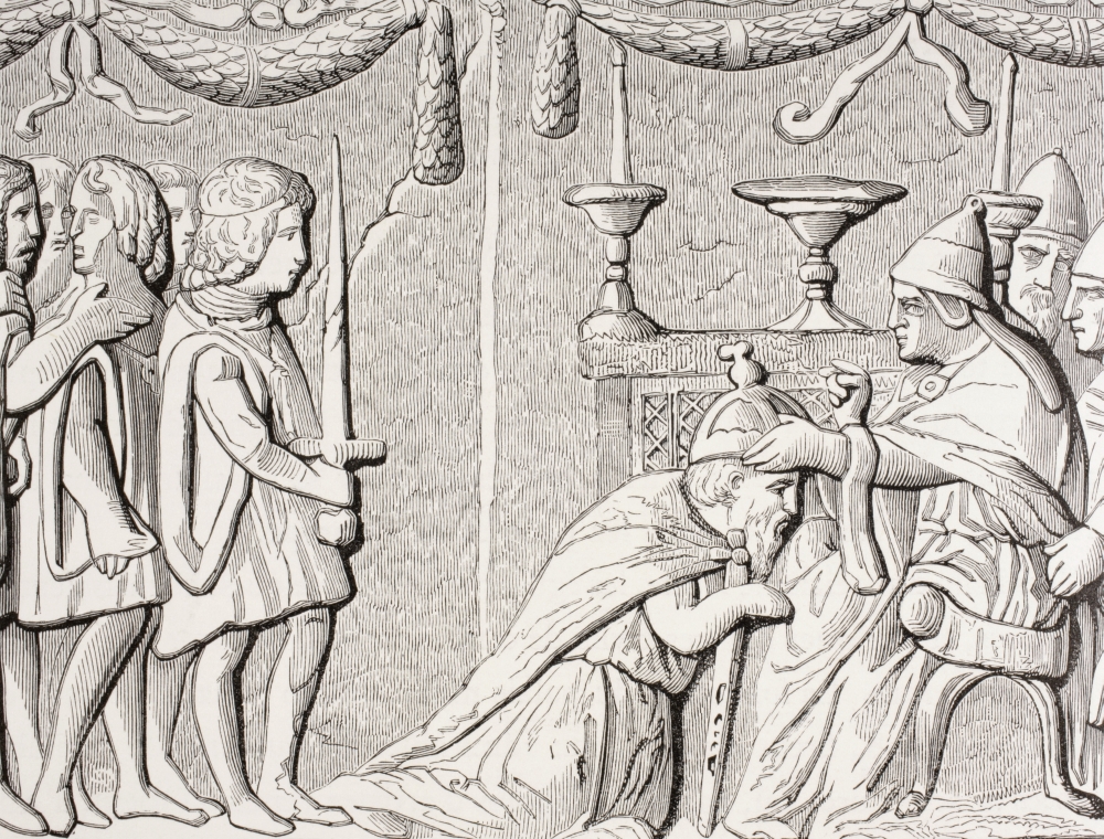 Coronation Of Emperor Sigismond By Pope Eugene Iv In 1433 After A Bas-Relief On Bronze Door Of St Peters Rome From Les Artes Au Moyen Age Published Paris 1873 Canvas Art - Ken Welsh  Design Pics (16 x