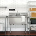 thumbnail image 4 of 42 in. 16-Gauge 2-Compartment Commercial Sink with Backsplash, Bowl Dimensions 18"x18"x14" in Stainless-Steel (KM-SB181814-N316), 4 of 10