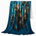 thumbnail image 2 of Playful Sea Otters Swimming Underwater, Cozy Friendship Quote Scene, Warm Flannel Blanket for Living Room and Reading Nook, Art Lovers Thanksgiving Gift, Artistic Home Decor, 2 of 9