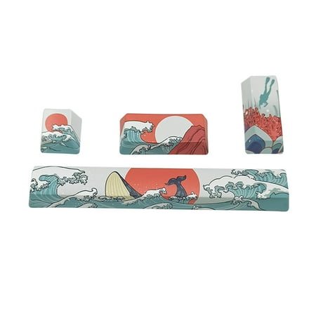 

QUSENLON 4pcs PBT OEM Keycaps Sea Coral/ Cartoon Girl Mechanical Keyboard Keycap ESC Enter 6.25u SpacebarProfile DIY Keyboard Set