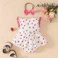thumbnail image 4 of Toddler Girl Romper Sleeveless Ribbed Strawberry Romper Bodysuits Dress Headbands Set Baby Onsies Hot Pink 3 Months-6 Months, 4 of 6