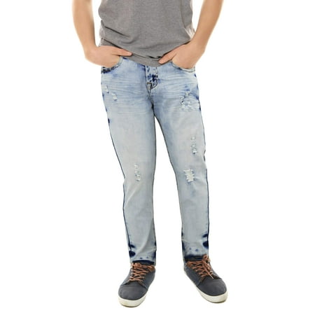 

X RAY Skinny Jeans for Toddler Boys Little Boy Slim Fit Denim Pants Light Wash - Rip Restitch Size 4T
