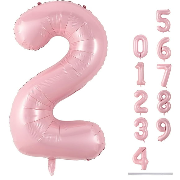 Globo número 2 Lingqiang, lámina rosa pastel, 40 pulgadas