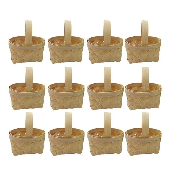 HEMOTON 12pcs Mini Rattan Baskets for Jewelry Storage Candy Holder Small Woven Wicker Centerpieces