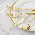 thumbnail image 3 of 100PCS Gold Plastic Silverware, Gold Disposable Utensils, Heavy Duty Cutlery Set of 50 Gold Forks, 25 Gold Spoons, 25 Gold Knives for Parties, Weddings, Catering and Daily Use Gold 25 Set, 3 of 5