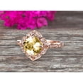 thumbnail image 4 of Milgrain 7mm Cushion Cut Champagne Diamond Moissanite Engagement Ring 2.05 Carat Glaring Wedding Ring 10k Rose Gold Floral Art Deco, 4 of 6