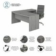 thumbnail image 3 of Pemberly Row 72W Bow Front L Shaped Desk and Chair Set in Gray - Engineered Wood, 3 of 6