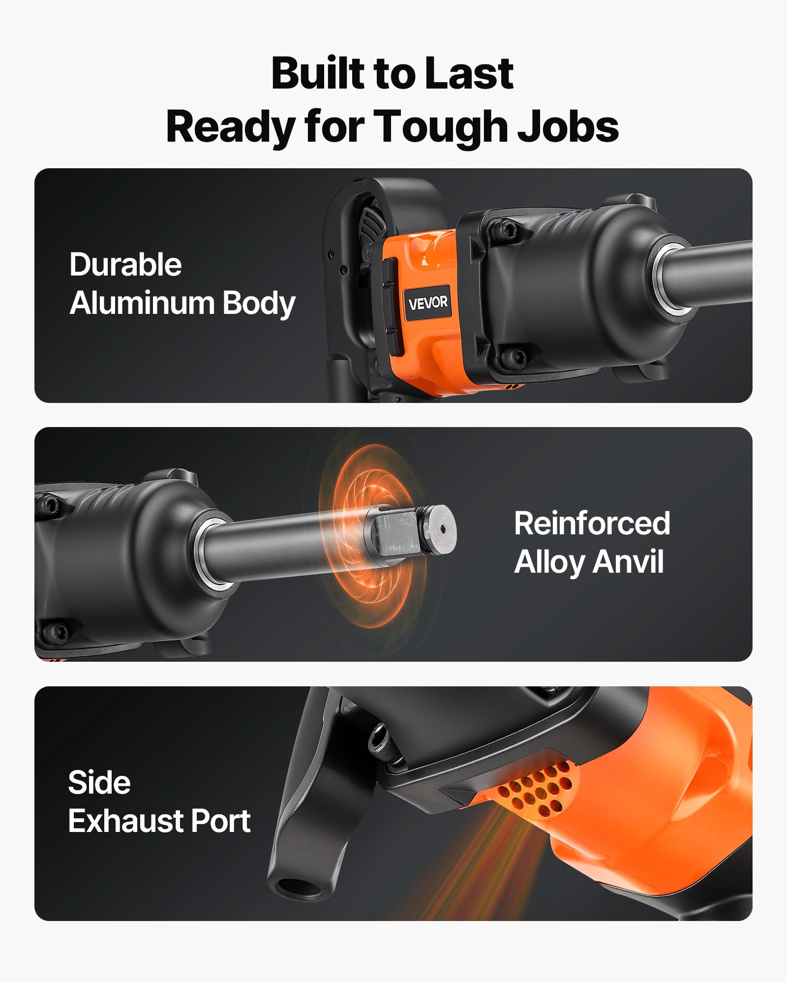 VEVOR 1 Inch Air Impact Wrench, Up to 1800 ft-lbs Nut-Busting Torque, 18.7 lbs Lightweight Pneumatic Impact Gun with 6" Extended Anvil for Heavy Duty Repairs and Maintenance