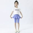 thumbnail image 4 of URMAGIC Little Girls' Casual Capri Leggings with Ruffle Skirt Pants for Toddler & Kids 3-11 Years, 4 of 12