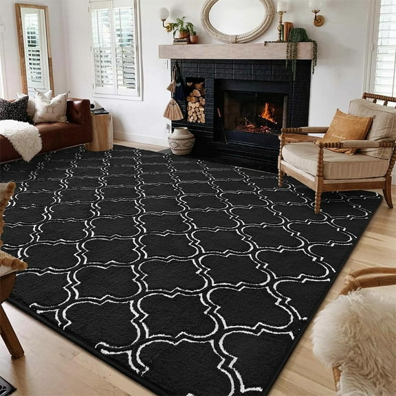 Lochas Soft Modern Area Rug Boho Geometric Rugs for Bedroom Living Room Nursery Modern Home Decor Carpet,5'x7',Balck & White