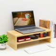 thumbnail image 3 of Wooden Monitor Stand Riser Laptop Stand for Desk Monitor Riser for TV/Printer/Keyboard Computer Stand with Storage Home Office Desk Shelf Organization, 3 of 8