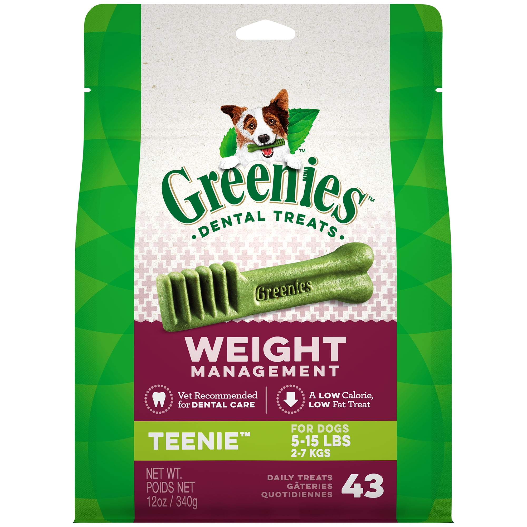 Greenies Weight Management Teenie Natural Dental Dog Chews, 12 oz. Pack