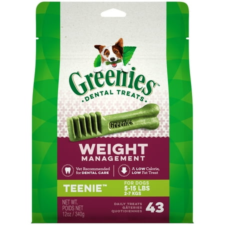 Greenies Weight Management Teenie Natural Dental Dog Chews, 12 oz. Pack (43 Count)