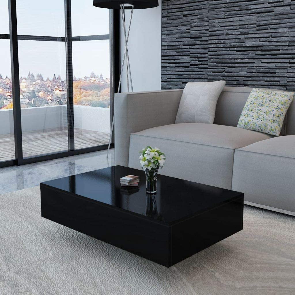 Modern Coffee Table High Gloss Accent Side Table Rectangular Sofa Table