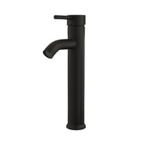 Single Hole Single-Handle Vessel Bathroom Faucet With Drain Assembly in Matte Black